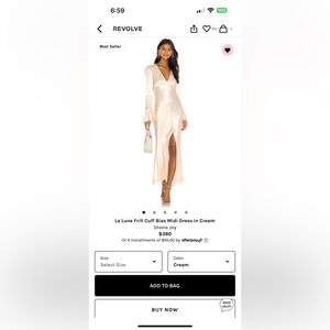 La Lune Frill Cuff Bias Midi Dress in Cream Shona Joy